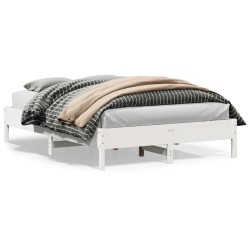 vidaXL Estructura de cama de madera maciza de pino blanco 160x200 cm