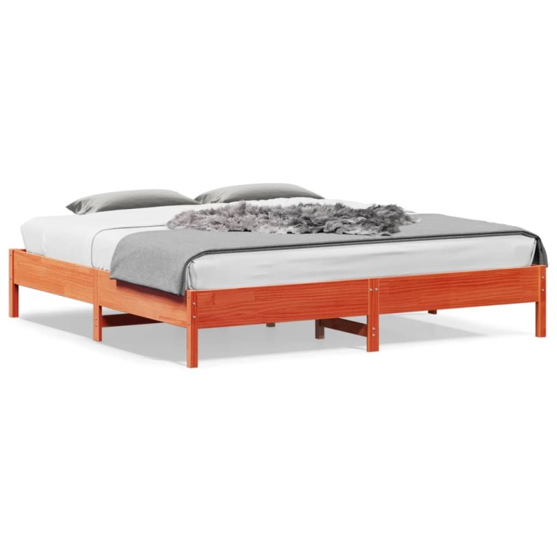 vidaXL Estructura de cama madera maciza pino marrón cera 120x200 cm
