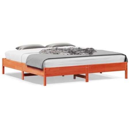 vidaXL Estructura de cama madera maciza pino marrón cera 120x200 cm