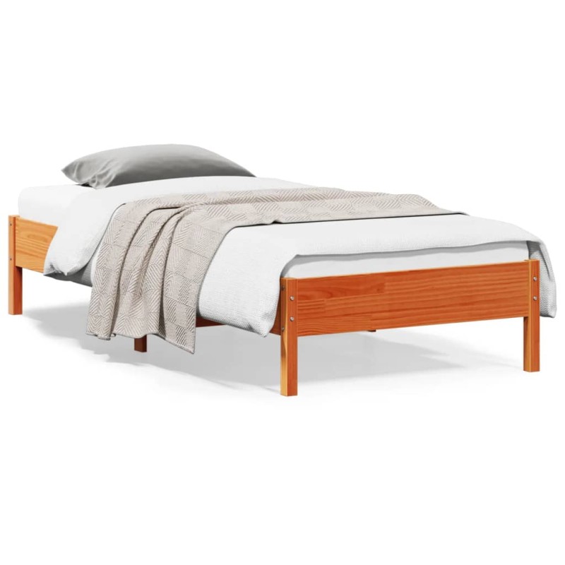 vidaXL Estructura de cama madera maciza pino marrón cera 100x200 cm vidaXL Estructura de cama madera maciza pino marrón cera 100x200 cm
