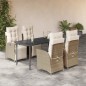 vidaXL Set comedor de jardín 5 pzas con cojines ratán sintético beige