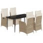 vidaXL Set comedor de jardín 5 pzas con cojines ratán sintético beige