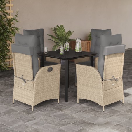 vidaXL Set comedor de jardín 5 pzas con cojines ratán sintético beige