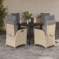 vidaXL Set comedor de jardín 5 pzas con cojines ratán sintético beige vidaXL Set comedor de jardín 5 pzas con cojines ratán sintético beige