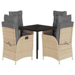 vidaXL Set comedor de jardín 5 pzas con cojines ratán sintético beige