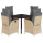 vidaXL Set comedor de jardín 5 pzas con cojines ratán sintético beige vidaXL Set comedor de jardín 5 pzas con cojines ratán sintético beige