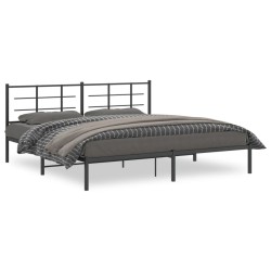 vidaXL Estructura de cama con cabecero metal negro 200x200 cm