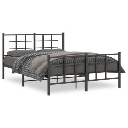 vidaXL Estructura de cama cabecero y estribo metal negro 140x200 cm