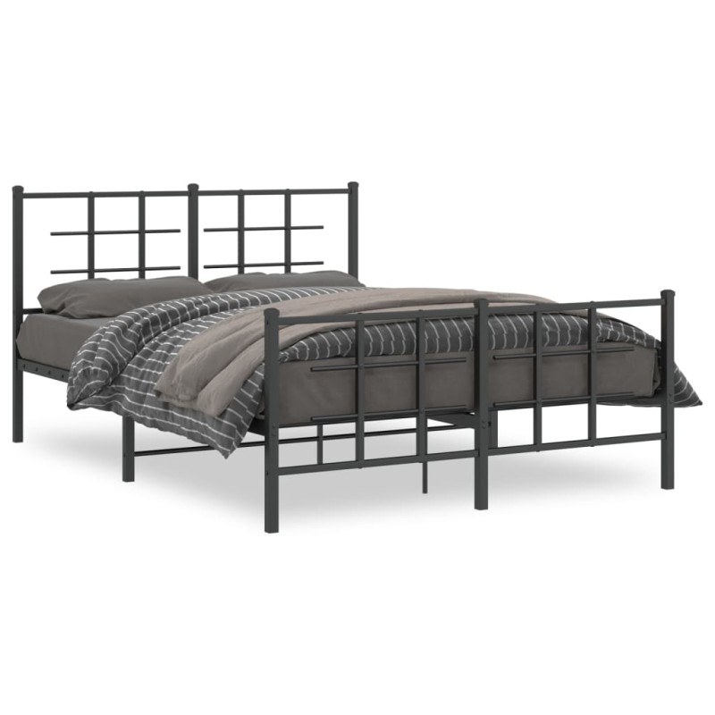 vidaXL Estructura de cama cabecero y estribo metal negro 140x200 cm vidaXL Estructura de cama cabecero y estribo metal negro 140x200 cm