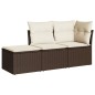 vidaXL Set sofás de jardín 3 piezas y cojines ratán sintético marrón vidaXL Set sofás de jardín 3 piezas y cojines ratán sintético marrón