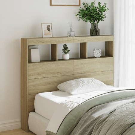 vidaXL Cabecero de cama con LED roble Sonoma 120x17x102 cm