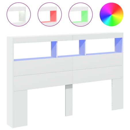 vidaXL Cabecero de cama con LED blanco 160x17x102 cm