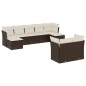 vidaXL Set de sofás de jardín 9 pzas y cojines ratán sintético marrón vidaXL Set de sofás de jardín 9 pzas y cojines ratán sintético marrón