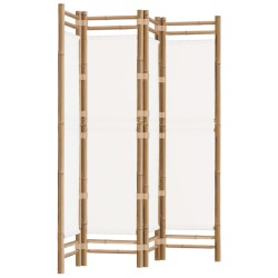 vidaXL Biombo plegable de 4 paneles bambú y lona 160 cm