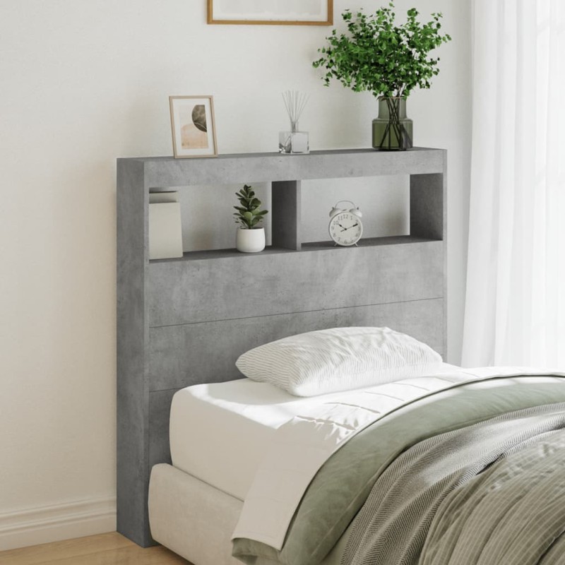 vidaXL Cabecero de cama con luz LED gris hormigón 100x17x102 cm vidaXL Cabecero de cama con luz LED gris hormigón 100x17x102 cm
