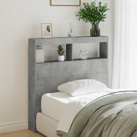 vidaXL Cabecero de cama con luz LED gris hormigón 100x17x102 cm