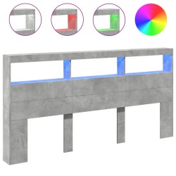 vidaXL Cabecero de cama con luz LED gris hormigón 200x17x102 cm