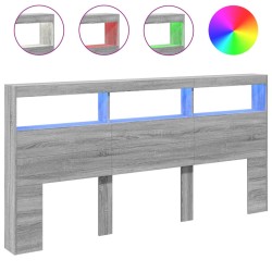 vidaXL Cabecero de cama con luz LED gris Sonoma 200x17x102 cm