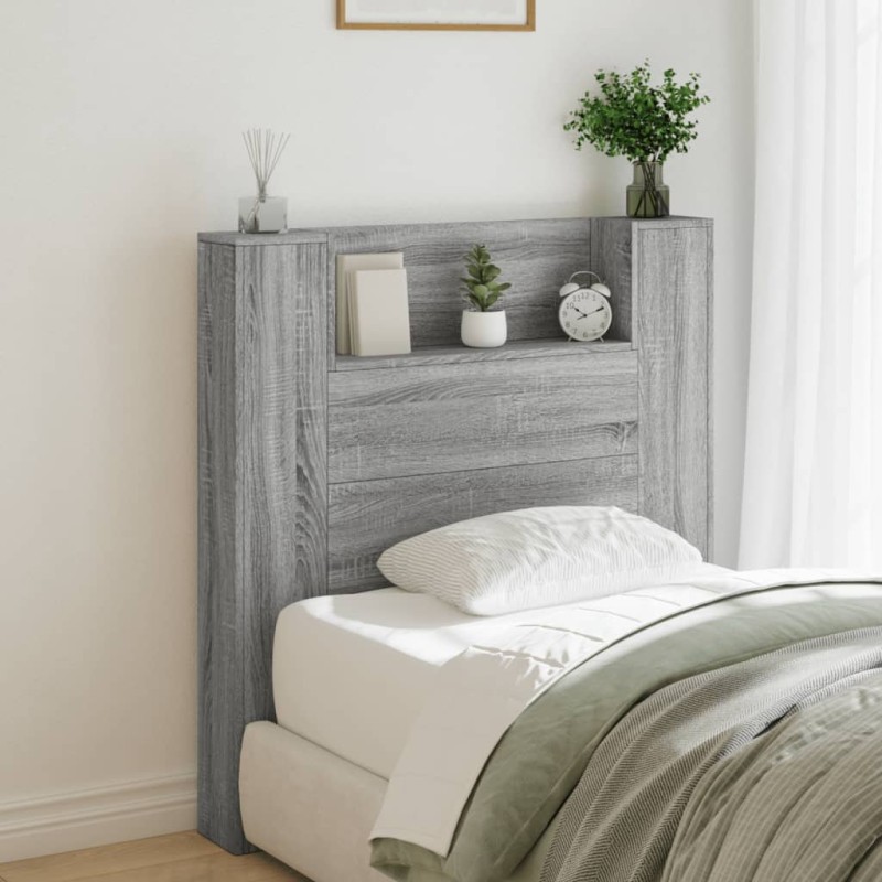 vidaXL Cabecero de cama con luz LED gris Sonoma 100x16,5x103,5 cm vidaXL Cabecero de cama con luz LED gris Sonoma 100x16,5x103,5 cm