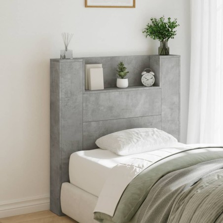 vidaXL Cabecero de cama con luz LED gris hormigón 100x16,5x103,5 cm