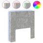 vidaXL Cabecero de cama con luz LED gris hormigón 100x16,5x103,5 cm