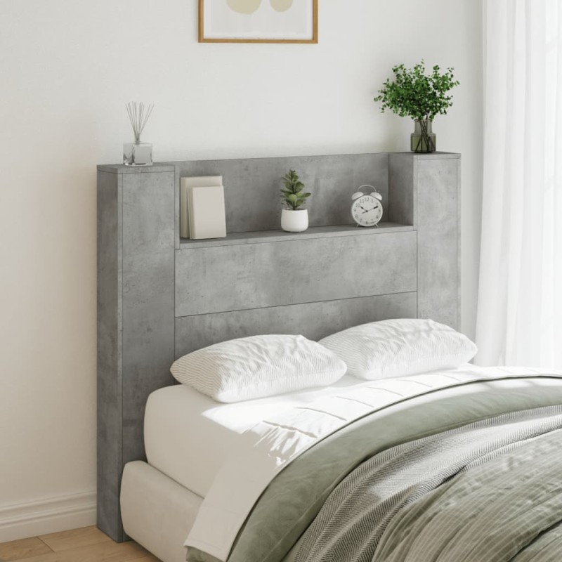 vidaXL Cabecero de cama con luz LED gris hormigón 120x16,5x103,5 cm