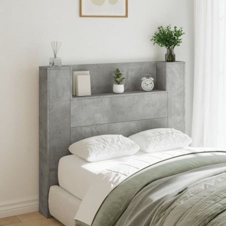 vidaXL Cabecero de cama con luz LED gris hormigón 120x16,5x103,5 cm