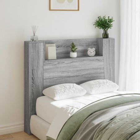 vidaXL Cabecero de cama con luz LED gris Sonoma 120x16,5x103,5 cm