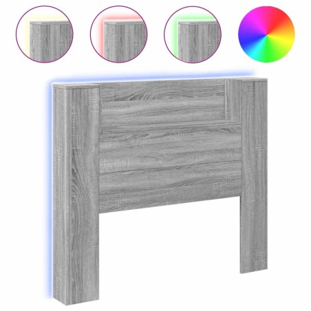vidaXL Cabecero de cama con luz LED gris Sonoma 120x16,5x103,5 cm