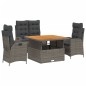 vidaXL Juego de comedor de jardín 4 piezas con cojines ratán PE gris vidaXL Juego de comedor de jardín 4 piezas con cojines ratán PE gris