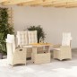 vidaXL Set de comedor jardín con cojines 4 pzas ratán sintético beige vidaXL Set de comedor jardín con cojines 4 pzas ratán sintético beige
