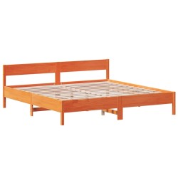 vidaXL Estructura cama con cabecero madera pino marrón cera 180x200 cm