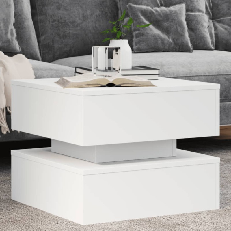 vidaXL Mesa de centro con luces LED blanco 50x50x40 cm vidaXL Mesa de centro con luces LED blanco 50x50x40 cm