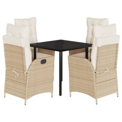 vidaXL Set comedor de jardín 5 pzas con cojines ratán sintético beige