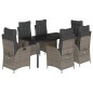 vidaXL Set comedor jardín 7 pzas y cojines ratán sintético gris vidaXL Set comedor jardín 7 pzas y cojines ratán sintético gris