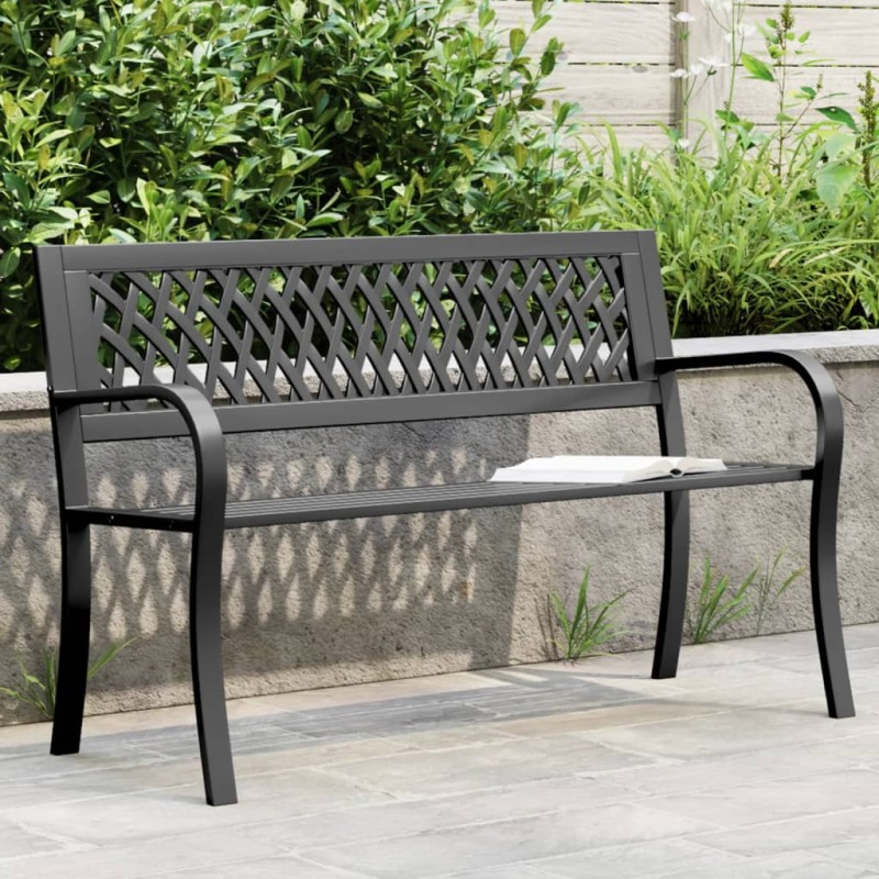 vidaXL Banco de jardín acero negro 120 cm vidaXL Banco de jardín acero negro 120 cm