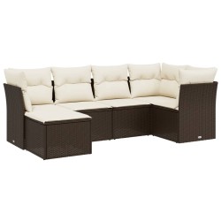 vidaXL Set sofás de jardín 6 piezas y cojines ratán sintético marrón