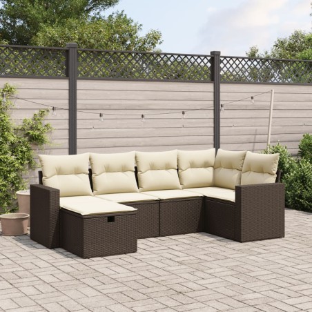 vidaXL Set sofás de jardín 6 piezas y cojines ratán sintético marrón
