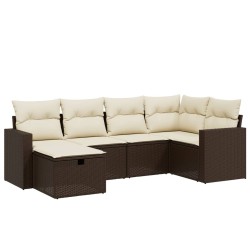 vidaXL Set sofás de jardín 6 piezas y cojines ratán sintético marrón