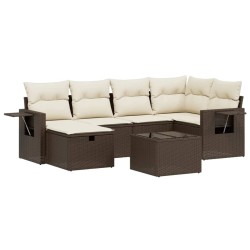 vidaXL Set sofás de jardín 6 piezas y cojines ratán sintético marrón