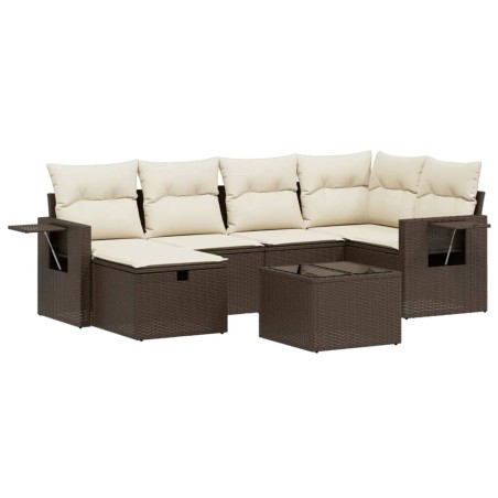 vidaXL Set sofás de jardín 6 piezas y cojines ratán sintético marrón