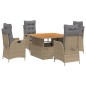 vidaXL Set comedor de jardín 5 pzas con cojines ratán sintético beige vidaXL Set comedor de jardín 5 pzas con cojines ratán sintético beige