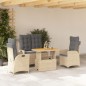 vidaXL Set de comedor jardín con cojines 4 pzas ratán sintético beige vidaXL Set de comedor jardín con cojines 4 pzas ratán sintético beige
