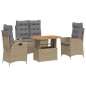 vidaXL Set de comedor jardín con cojines 4 pzas ratán sintético beige vidaXL Set de comedor jardín con cojines 4 pzas ratán sintético beige
