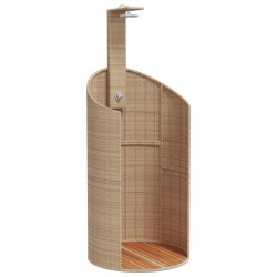 vidaXL Ducha de exterior ratán PE y acacia beige 100x100x241,5 cm
