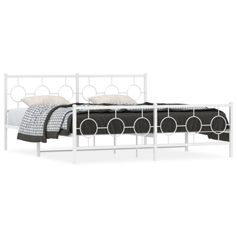 vidaXL Estructura cama metal con cabecero y pie cama blanco 183x213 cm vidaXL Estructura cama metal con cabecero y pie cama blanco 183x213 cm