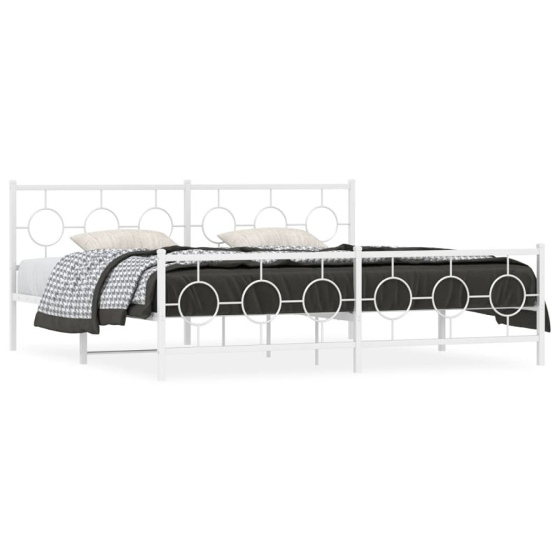 vidaXL Estructura cama metal con cabecero y estribo blanco 200x200 cm vidaXL Estructura cama metal con cabecero y estribo blanco 200x200 cm