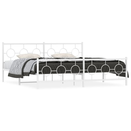 vidaXL Estructura cama metal con cabecero y estribo blanco 200x200 cm
