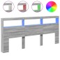 vidaXL Cabecero de cama con luz LED gris Sonoma 220x17x102 cm