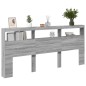vidaXL Cabecero de cama con luz LED gris Sonoma 220x17x102 cm